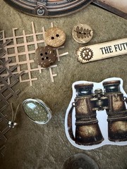100+ Pc Steampunk Junk Journal Kit Ephemera Bundle Airship Gears Tags Vintage