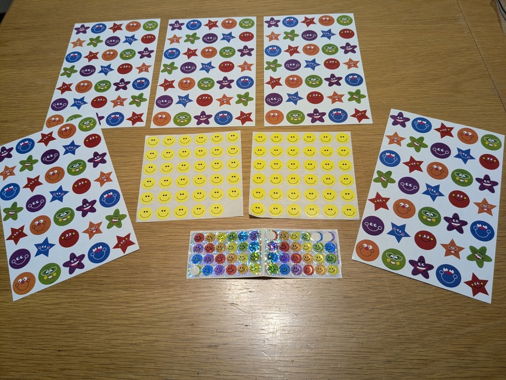 Highlights Lot Of 8 Sheets Sticker Star Shapes Smile Smiley Faces