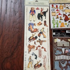 Lot Of 5 Packs of Western Cowboy Texas Scrapbook Stickers Stick-a-bilities