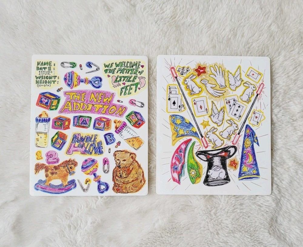 VTG Paper Reflections Rocking Horse Baby & Magic Rabbit Hat Stickers 2 Sheets