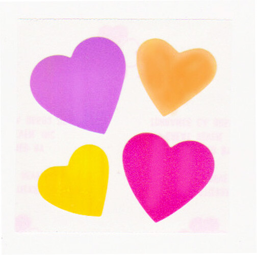 Vintage 80’s Great Seven 7 PEARLY Pink Yellow Hearts Sticker Mod