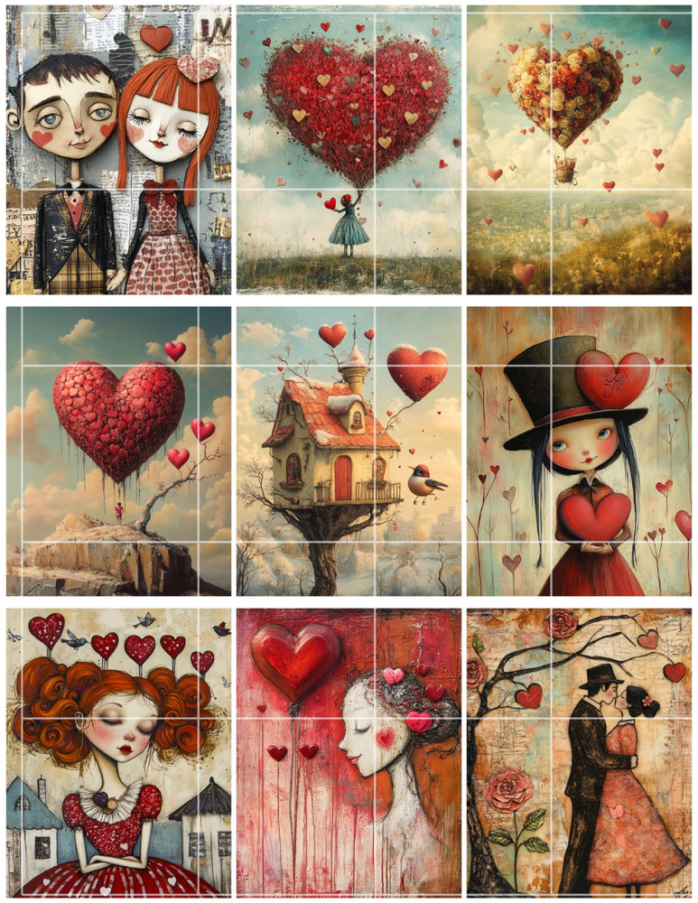 Whimsey Of Love Pg 1 Collage Sheet Supplies Scrapbooks Junk Journal Card Making