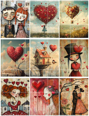 Whimsey Of Love Pg 1 Collage Sheet Supplies Scrapbooks Junk Journal Card Making