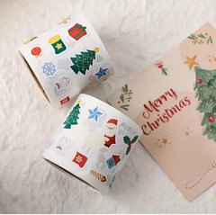 2 ROLLS=600 COUNT Classic Christmas Cartoon Images Small Stickers Lot