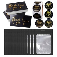 620Pcs Thank You Business Cards Stickers Set Gold Foil Include 100 Thank Black