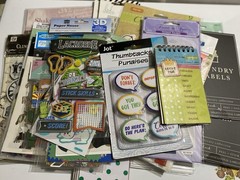 Big Lot Of 32 Crafting Scrapbook Stickers Rub Ons Stamps Magnets Thumbtacks DIY
