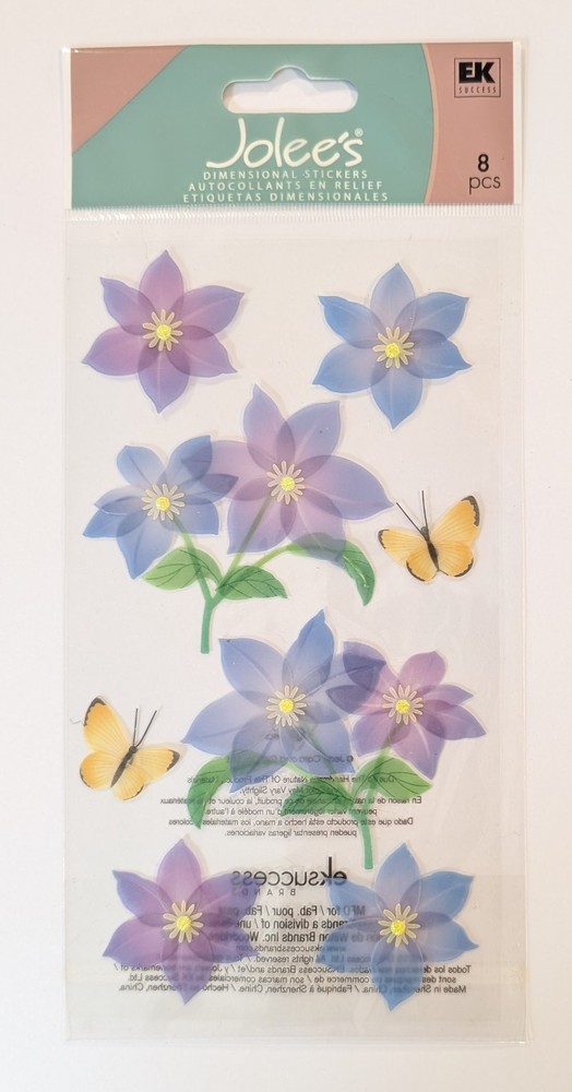 Jolee’s Vellum Purple Flowers & Yellow Butterflies Scrapbooking Stickers