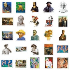 50pcs Famous Painting Vinyl Stickers, Artist Monet Van Gogh,002