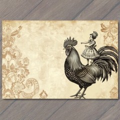 STICKER Rooster Chicken Victorian Pattern Fancy Bird Girl Weird Strange Funny