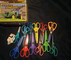 Scrapbook & Card Lot Rub-ons, Stickers, Printer Paper, Scissors, Paper Crimper