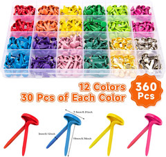 360 Pcs Brads for Paper Crafts, 12 Colors Metal Brass Brads Paper Fasteners, Min