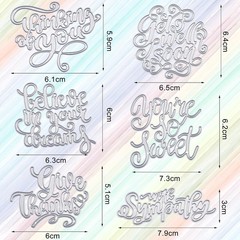 Elegant 6-Piece Metal Die Cuts for Card Making – Inspirational Words Collection