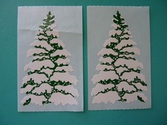Vtg 1991 Mrs. Grossman’s Stickers SNOW COVERED EVERGREEN TREES (2) Mods 2″x3.25″