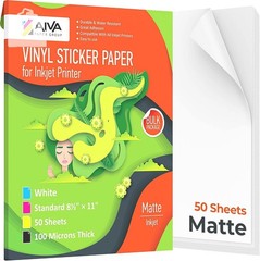 Printable Vinyl Sticker Paper 50 Sheets Waterproof Inkjet Decal
