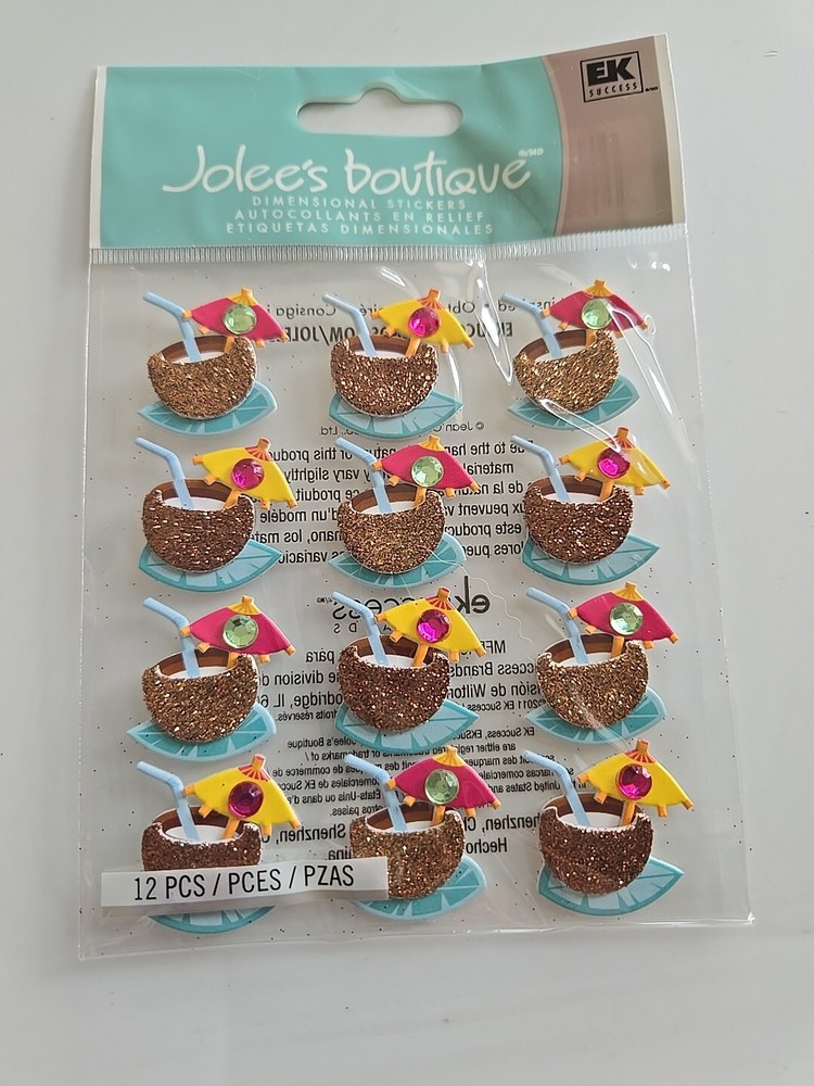 Jolees Boutique COCONUT DRINK REPEAT Scrapbooking Stickers