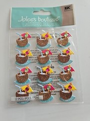 Jolees Boutique COCONUT DRINK REPEAT Scrapbooking Stickers