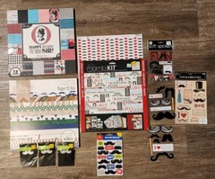 Mustache Scrapbook Paper Stickers Embellishments Lot Details in the Description