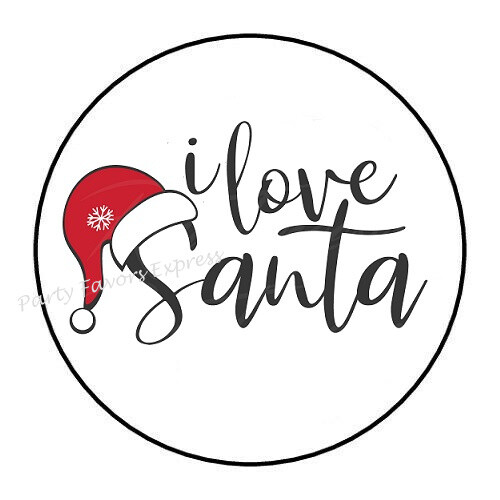 30 I LOVE SANTA CHRISTMAS ENVELOPE SEALS LABELS STICKERS PARTY FAVORS 1.5″ ROUND
