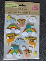 11 PC Rainbow Sloth Pop Up 3D Stickers Planner Papercraft DIY Crafts Scrapbook
