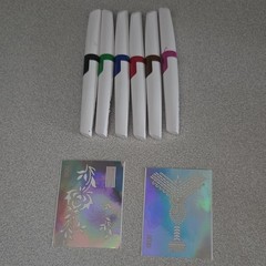 Multicolor Holographic Foil Floral Craft Sticker Sheets (2) Lot w/ 6 Pens