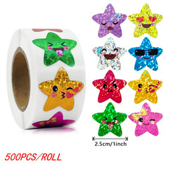 50-500Pcs Colorful Star Stickers for Kids Reward School Classroom Adhesive Holog