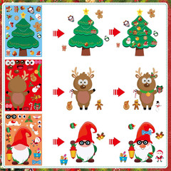 48 Sheets Christmas Stickers for Kids, Make a Face Stickers for Christmas Party