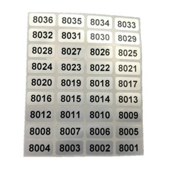 Black on Silver Labels, Consecutive Sequential Numbering Stickers 1000
