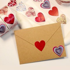 50 Pcs Random 1″ Love Heart Stickers Handmade DIY Party Round Labels
