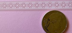 WHITE LACE BORDER Asst•Mylar Stickers (6pc)3/4”x 6”Flowers •Strips•Card Making•