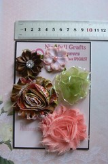 APRICOT BROWN & GREEN Mix & Blend – Fabric Organza 3 Pack Flower 30-60mm N4 NJC