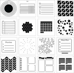 Portable Planner Stencils – x16 Small Square Journal Stencils with Templates for