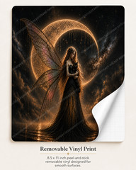USA Veteran Mystical Fairy Moon Black Cat Fantasy Removable Vinyl Wall Art