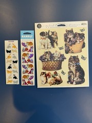 Vintage Stickers Flowers & Cats 17 Packets Multiple Sheets Per Pack New