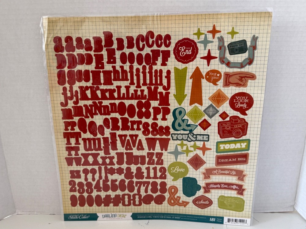 American Crafts Studio Calico Darling Dear Collection 181 Sticker Letter Phrases