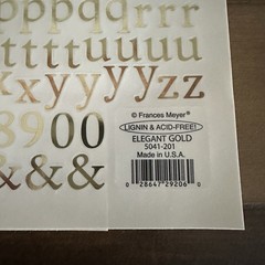 Frances Meyer Elegant Gold Silver Alphabet Stickers Set of 4 Scrapbook Craft