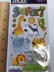 EK Success Sticko Baby Safari Scrapbook Stickers Lot Animals Nursery Food