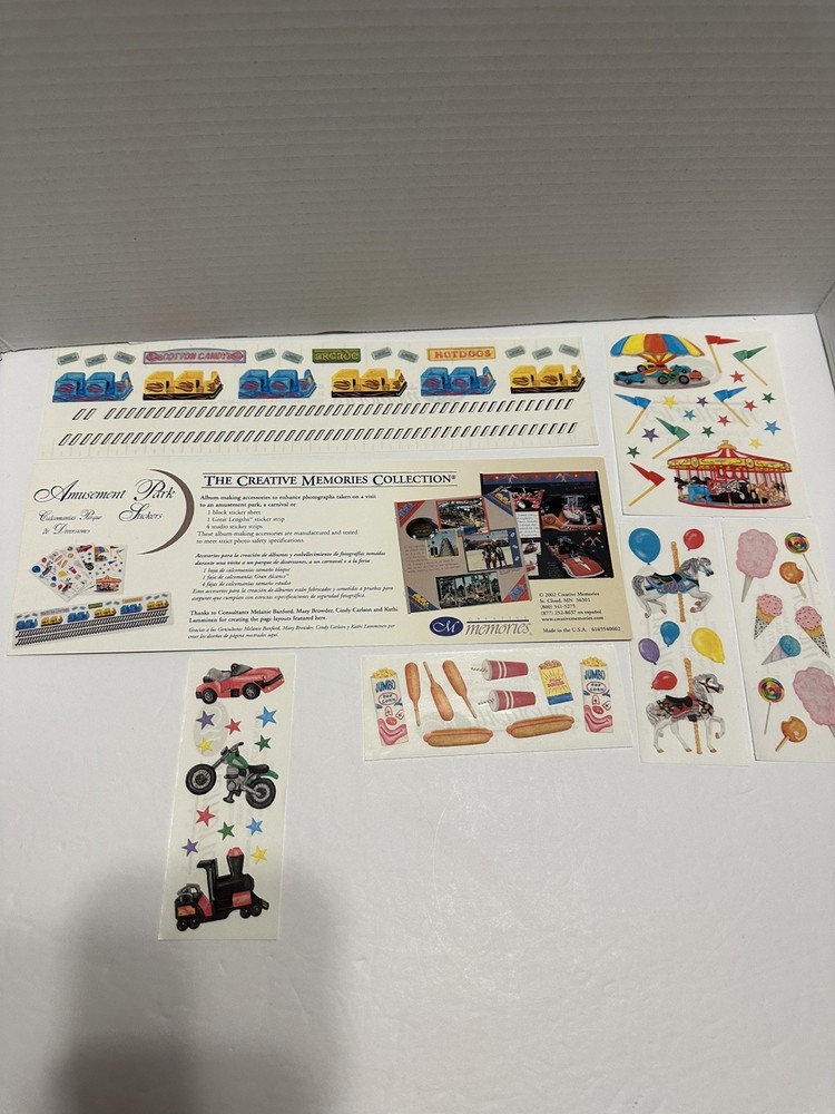 2002 CREATIVE MEMORIES AMUSEMENT PARK STICKERS 6165540602 ROLLER COASTER HOT DOG
