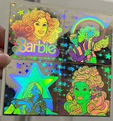 Lot Of 8 RARE VTG 80’s Barbie And Rainbow Holographic Hologram 2” Stickers