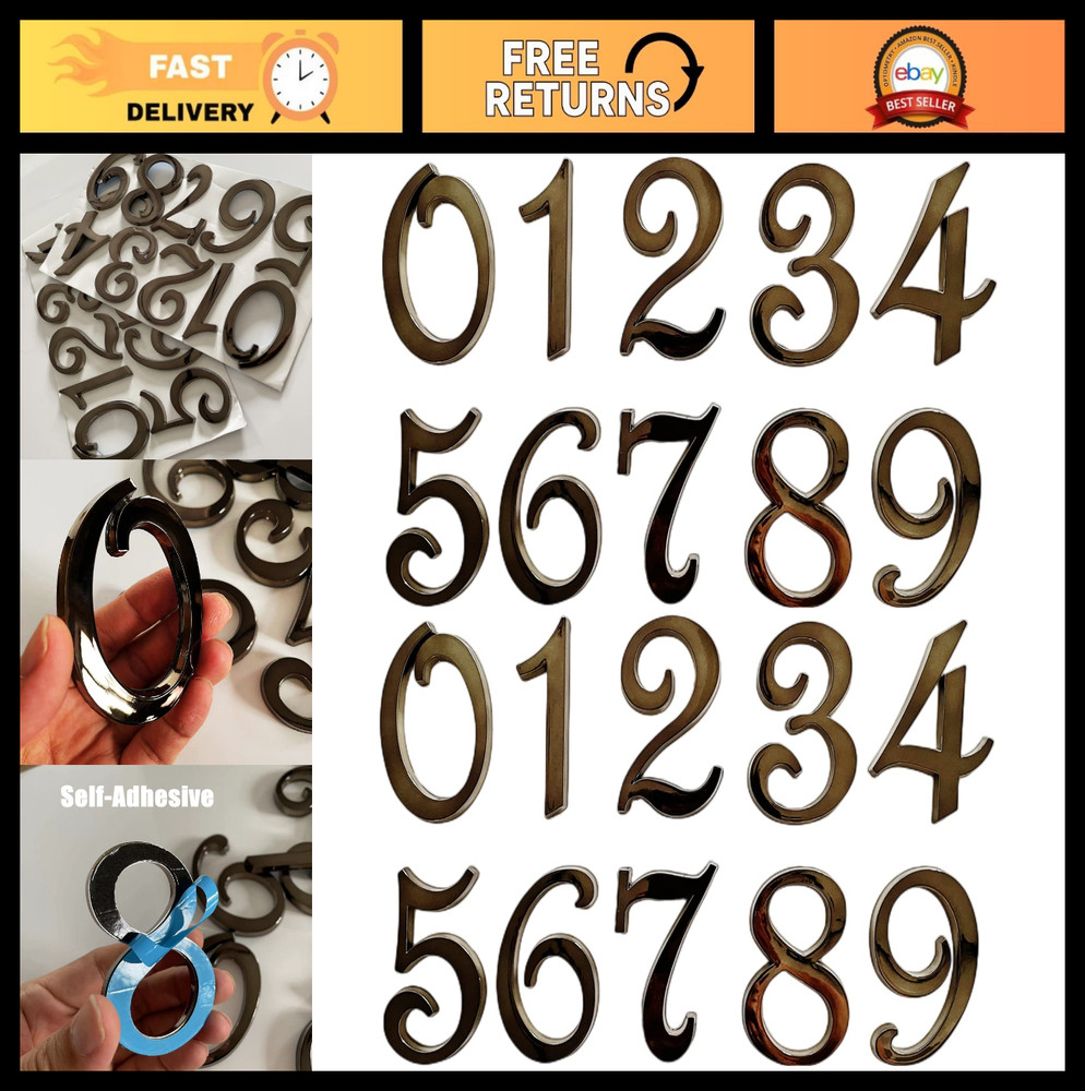 3 Inch Black House Number Stickers for Mailbox, Door, Apartment, Office Sign