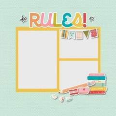 SS Page Pieces Book Fair School Rules Books Apple Worm Ruler Pencil Sharpener