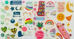 10 Sticker sheets Rainbow Fantasy Stars Smiley Face Hearts Butterflies Flowers