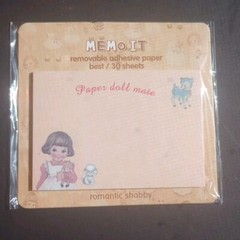 5 New Korean Vtg Paper Doll Mate Memo Pad 30 Sheet 7.5 x 5cm Stickers Peach dog