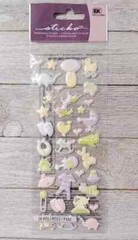 pastel baby shower fun stickers EK success dimensional puffy rattle 34pc