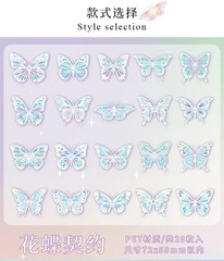 Butterfly Stickers Pack 20 Pcs Laser Glisten Creativity Decorative Collage Hand