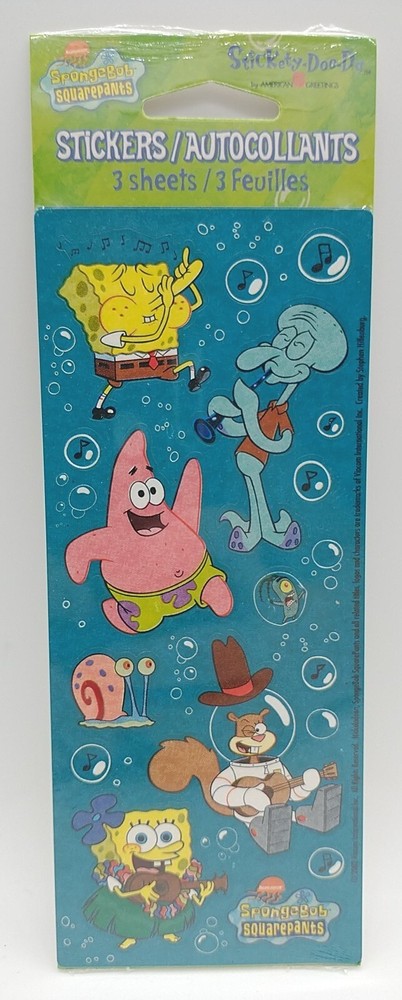 Vintage SPONGEBOB SQUAREPANTS Nickelodeon Stickers Patrick Squidward Sandy Gary