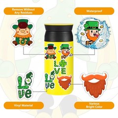 100 Pcs Reusable St. Patrick’s Day Clover Stickers – Vinyl, Assorted Designs …