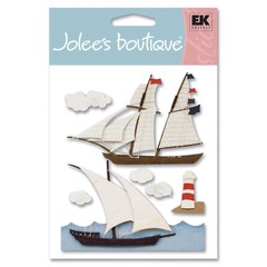 Scrapbooking Stickers Jolee’s Nautical Sailboats Light House Clouds Water Flags