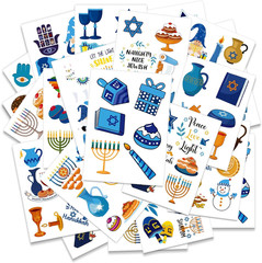 200 Pegatinas de Januce Ninos Dreidel Menora de Velas Fiesta DIY Manualidades