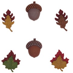 Buttons Galore FALL FRIENDS Set of Novelty 3D Embellishments Shank Buttons