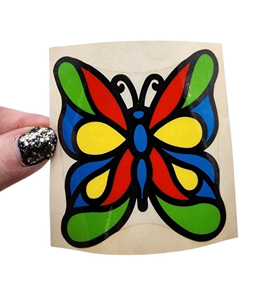 Vintage Colorful Groovy Butterfly Sticker Hippie 2 3/4 Inches New Collection